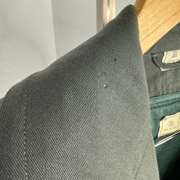 Vintage Military Wool Overcoat Gaberdine Belted Trench Removeable Liner 36L - Picture 10 of 16